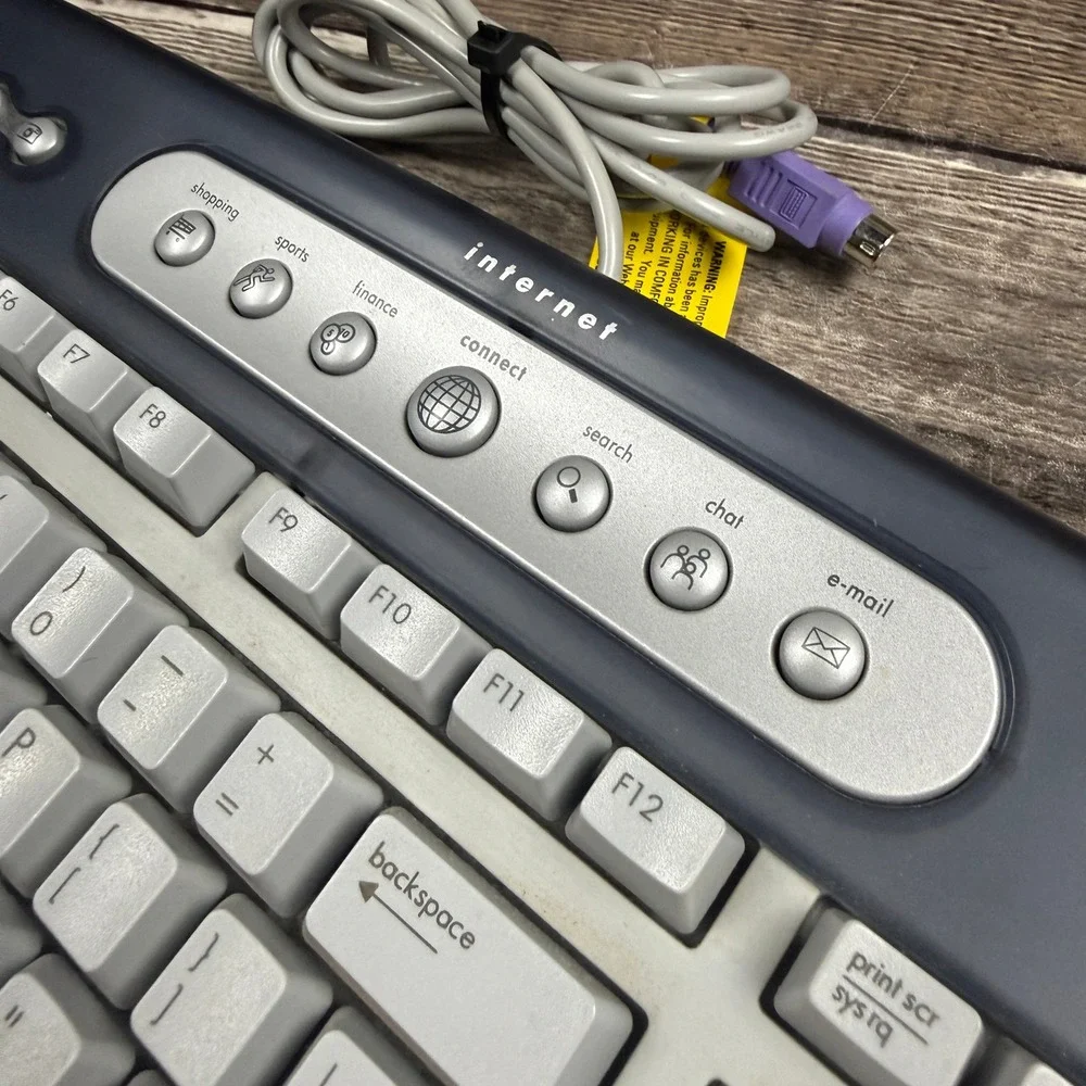 HP SK-2560 Internet Multimedia Keyboard PS/2 Wired Grey Navy 5185-1596 Vintage